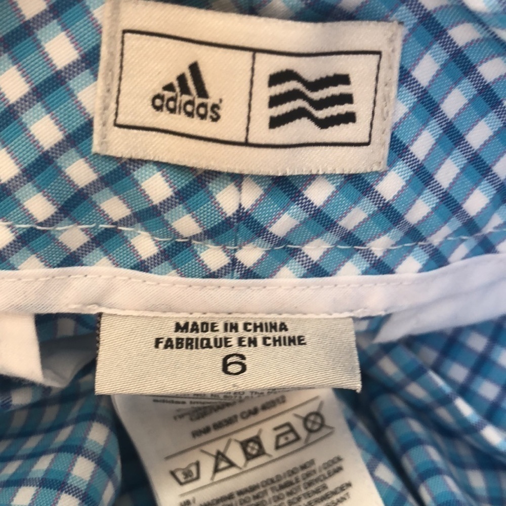Adidas Blue Check Golf Bermuda Short Stretch Size 6 Outdoors Sporty Pockets - Picture 6 of 7